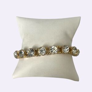 Gold tone Tennis Bracelet - Clear Crystals